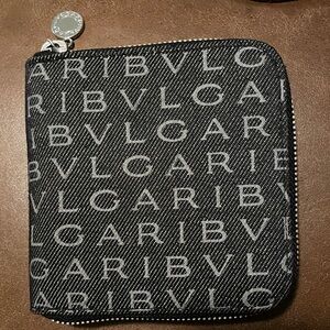 Bulgari Black and Gray Logo Wallet
